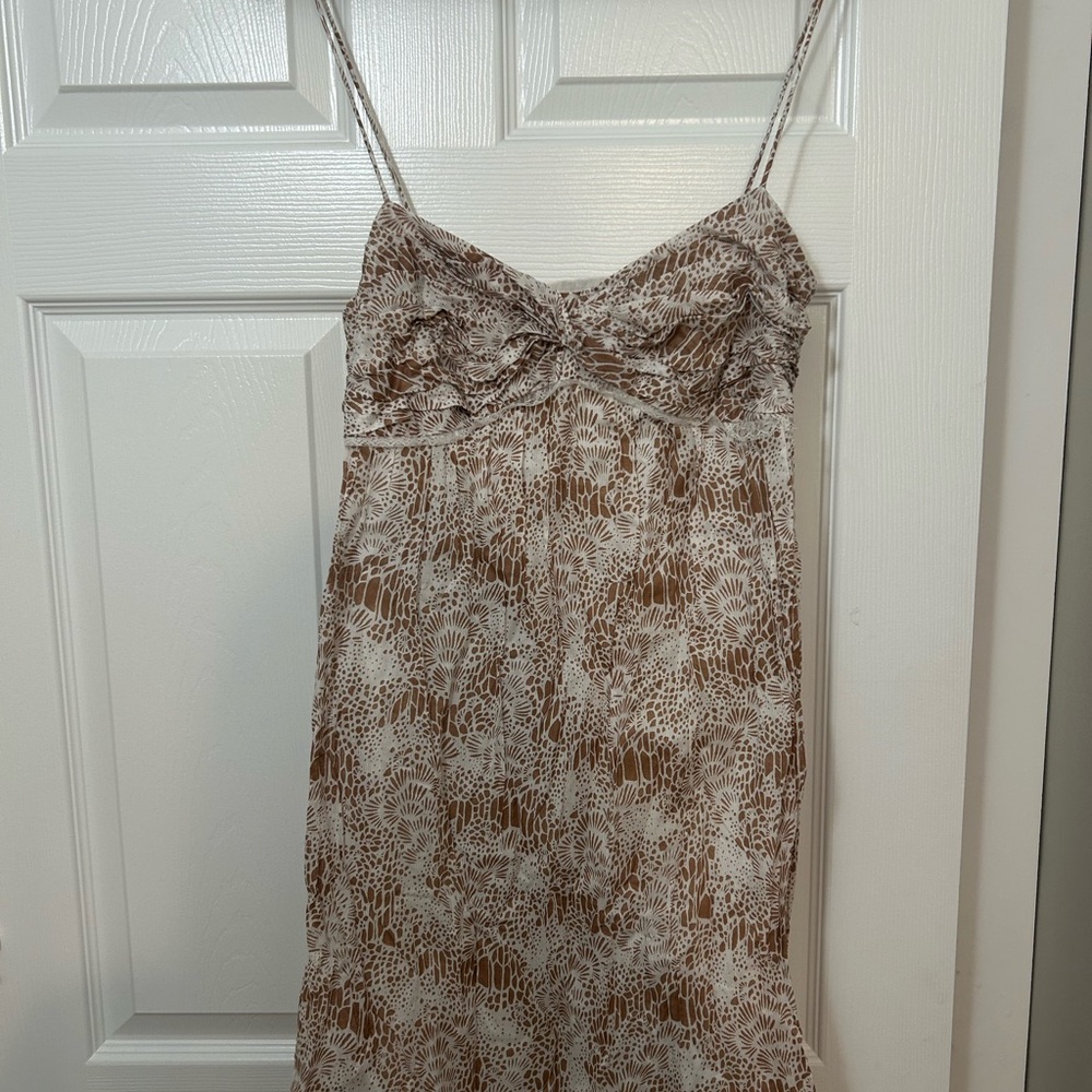 Ann Taylor Loft Beige and White Patterned Blouse